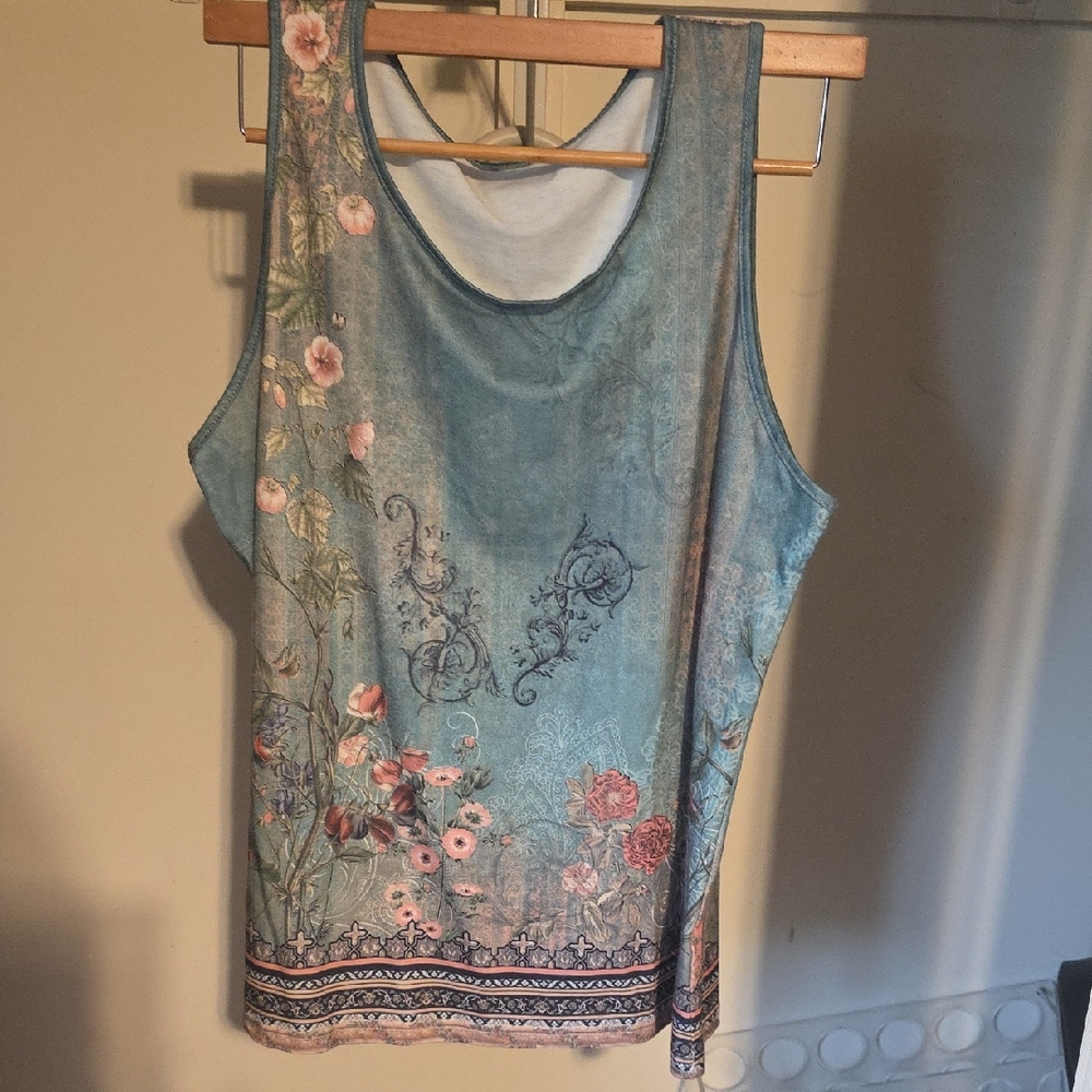 SHEIN Floral Teal Tank Top